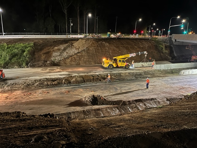A shot of the almost completed works, crash barriers beginning to be reinstated.