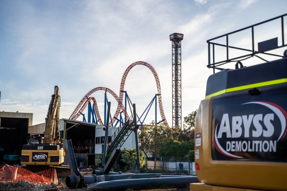 Arkham Asylum Movie World theme park roller coaster demolition
