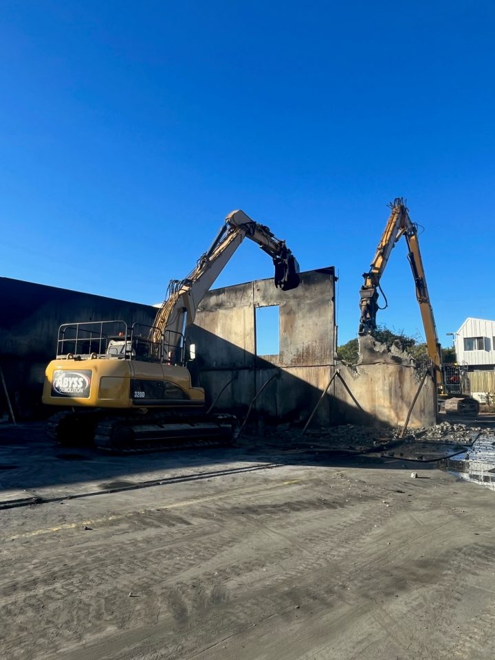 demolition of fire-damaged storage unit